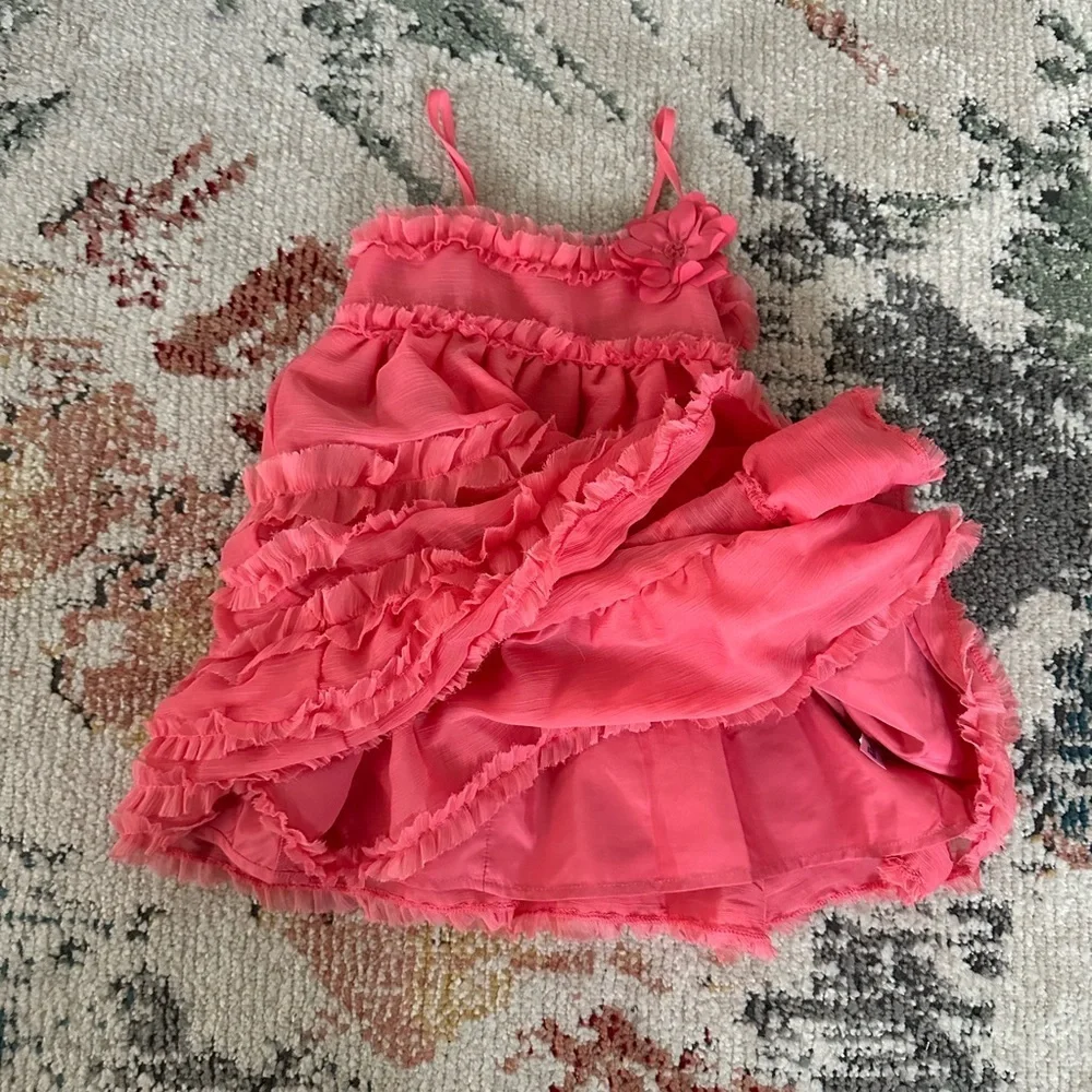 Like new Baby Gap 18-24 Months Girl Pink Passion Tulle Tier Ruffle Dress